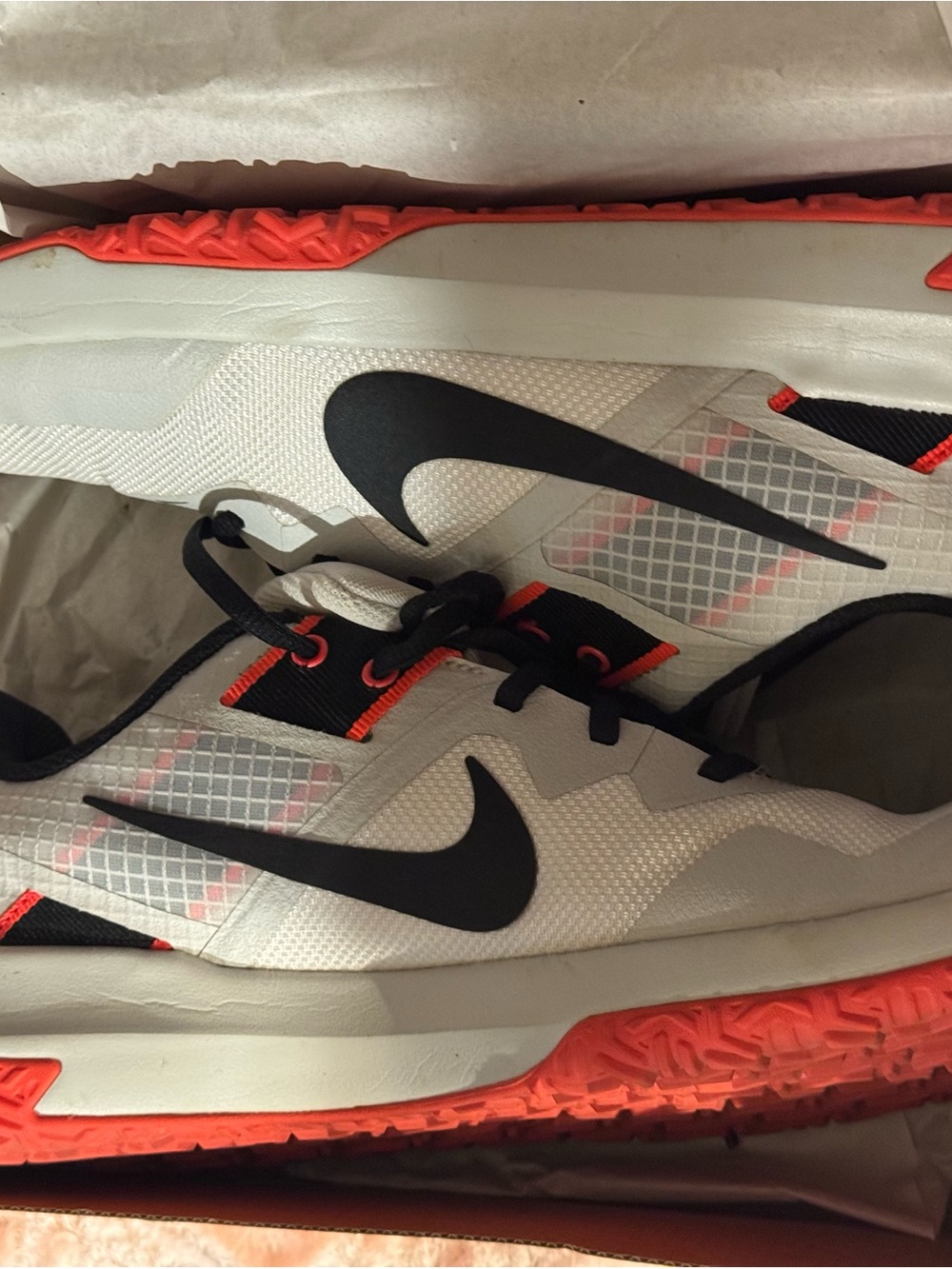 Nike Men’s White and Coral/Black Athletic Sneakers